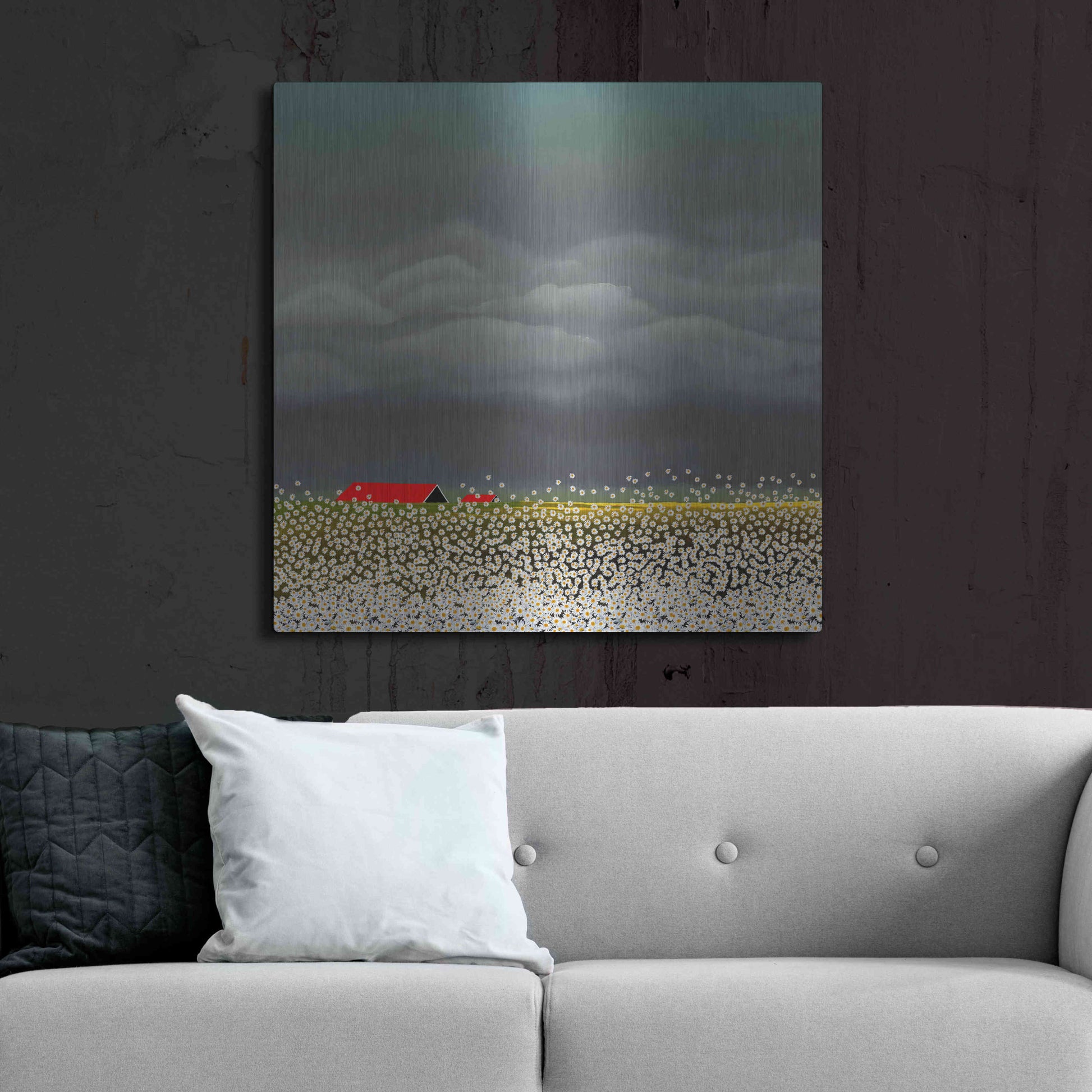 Luxe Metal Art 'THE RED ROOF' by DB Waterman,36x36