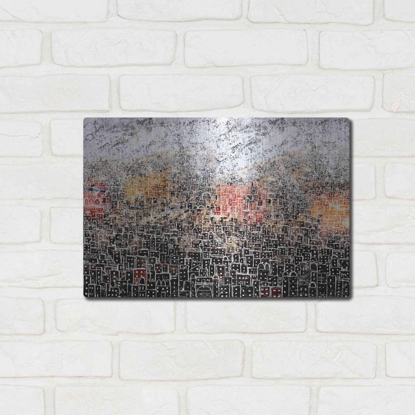 Luxe Metal Art 'WHITE CITY' by DB Waterman,16x12