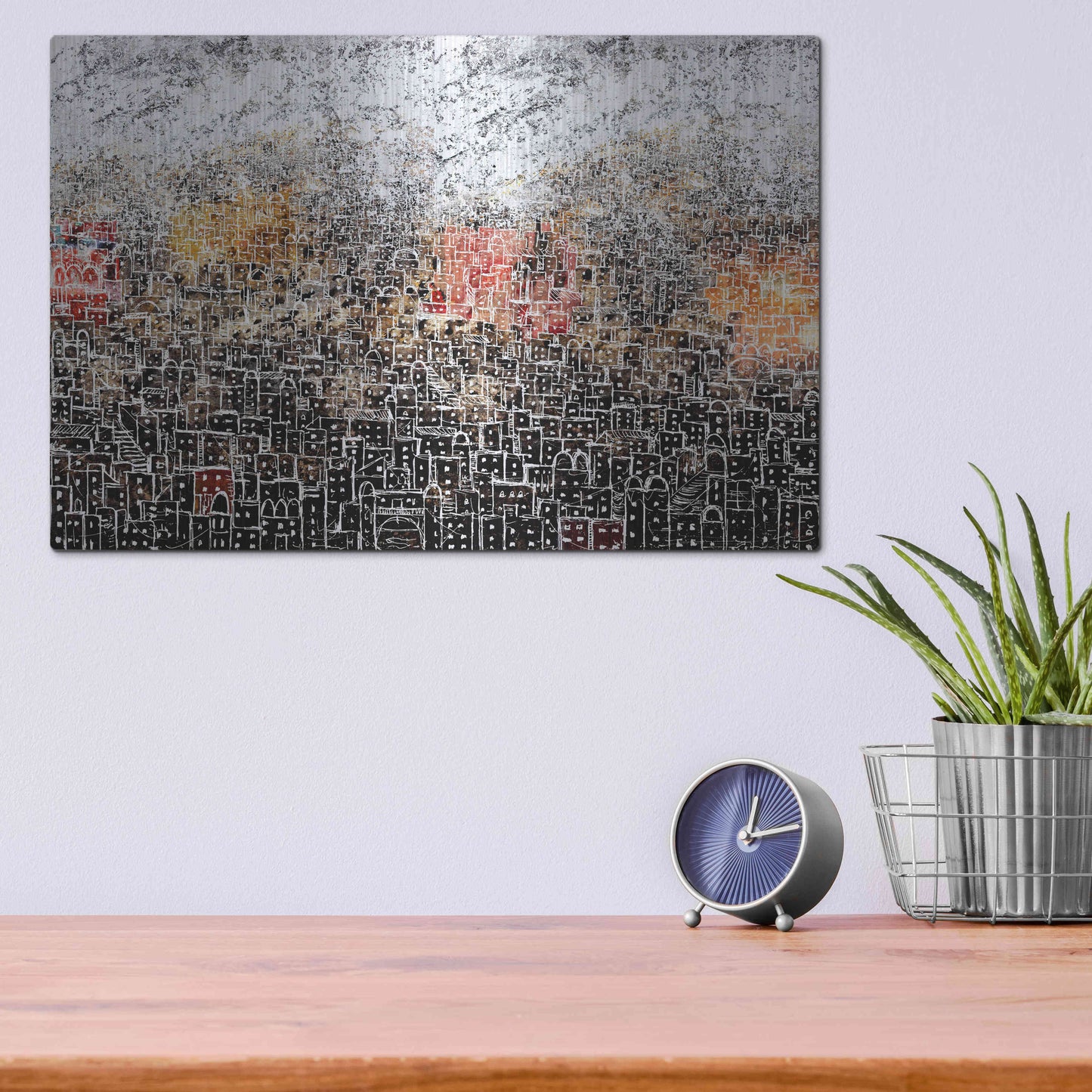 Luxe Metal Art 'WHITE CITY' by DB Waterman,16x12