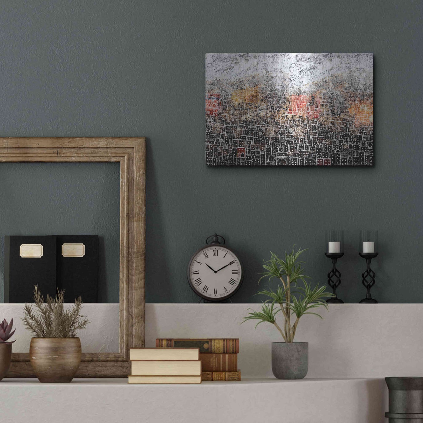 Luxe Metal Art 'WHITE CITY' by DB Waterman,16x12