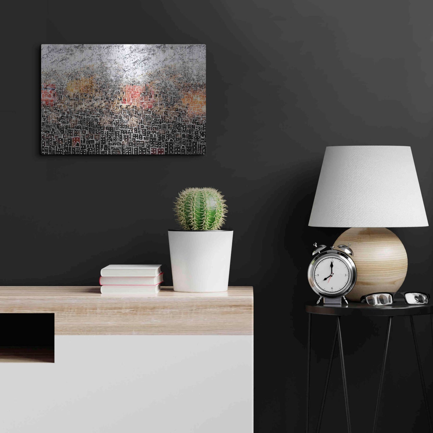 Luxe Metal Art 'WHITE CITY' by DB Waterman,24x16