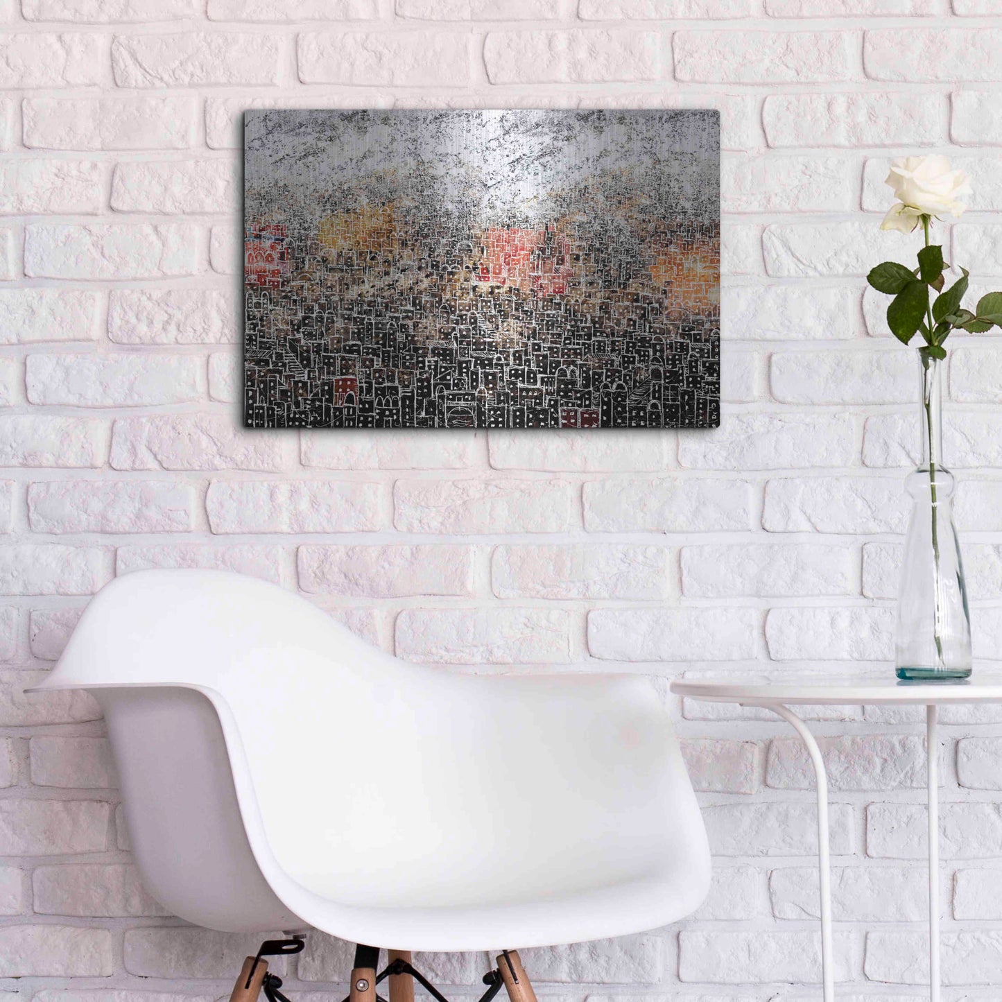 Luxe Metal Art 'WHITE CITY' by DB Waterman,24x16