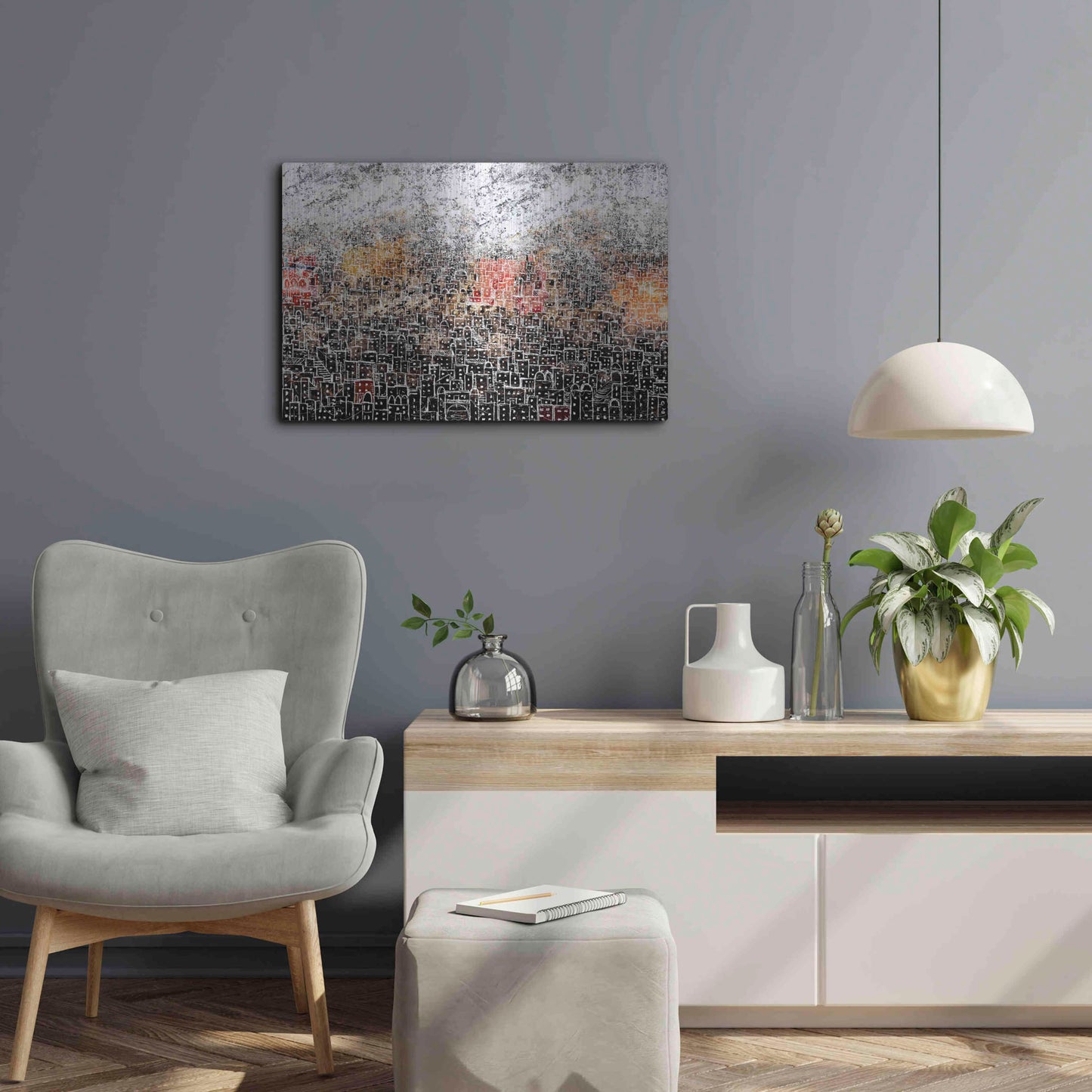 Luxe Metal Art 'WHITE CITY' by DB Waterman,24x16
