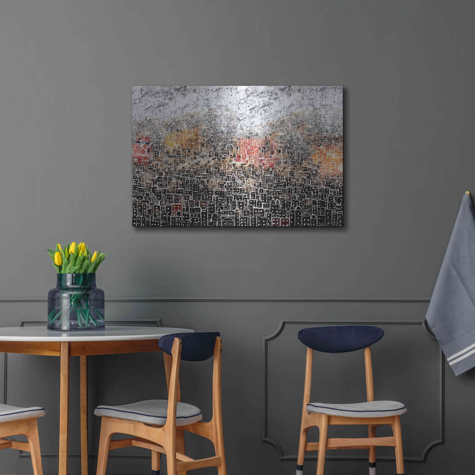 Luxe Metal Art 'WHITE CITY' by DB Waterman,36x24