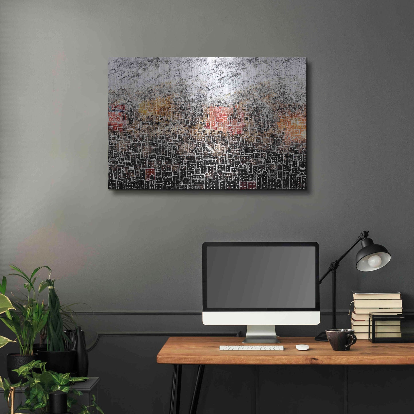 Luxe Metal Art 'WHITE CITY' by DB Waterman,36x24