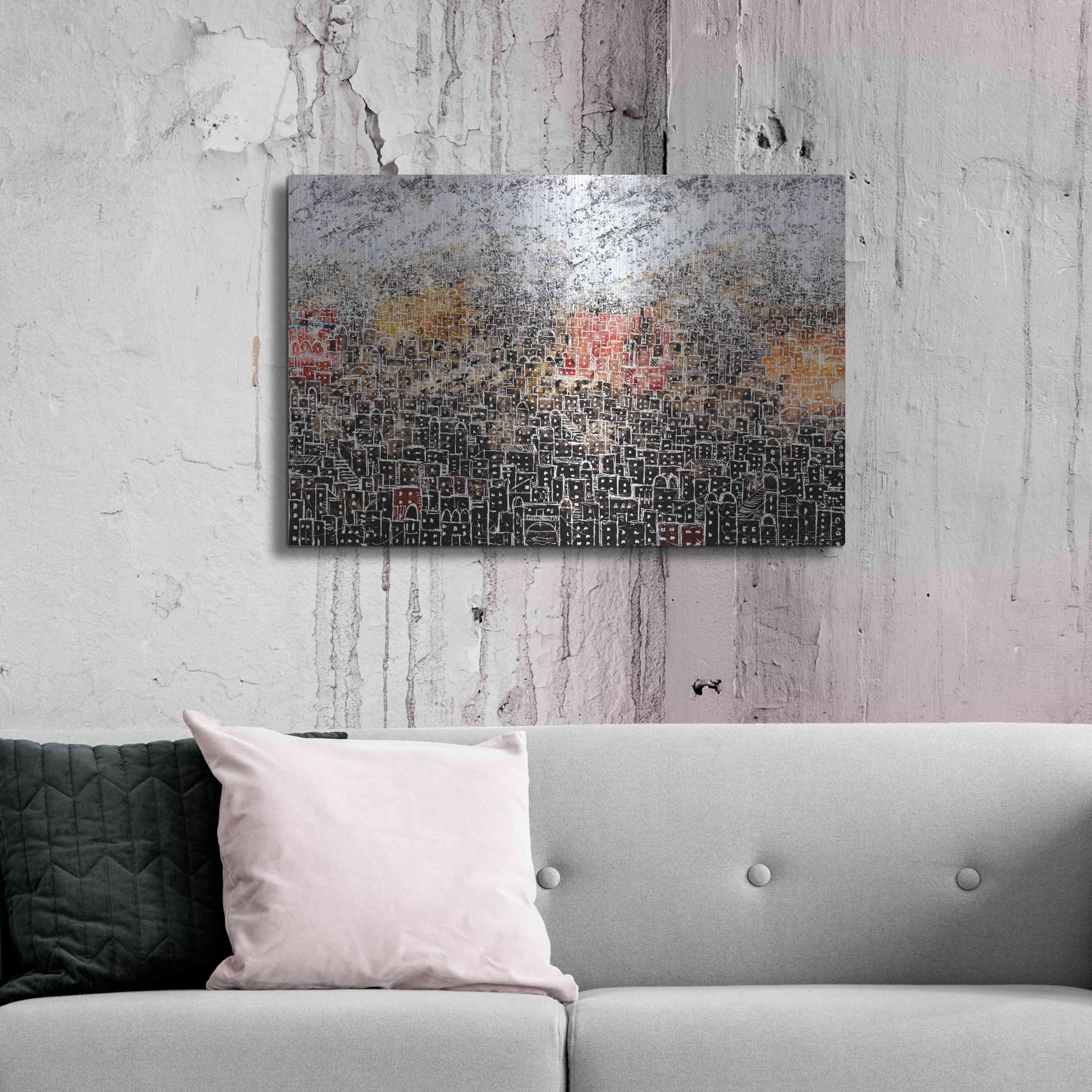 Luxe Metal Art 'WHITE CITY' by DB Waterman,36x24
