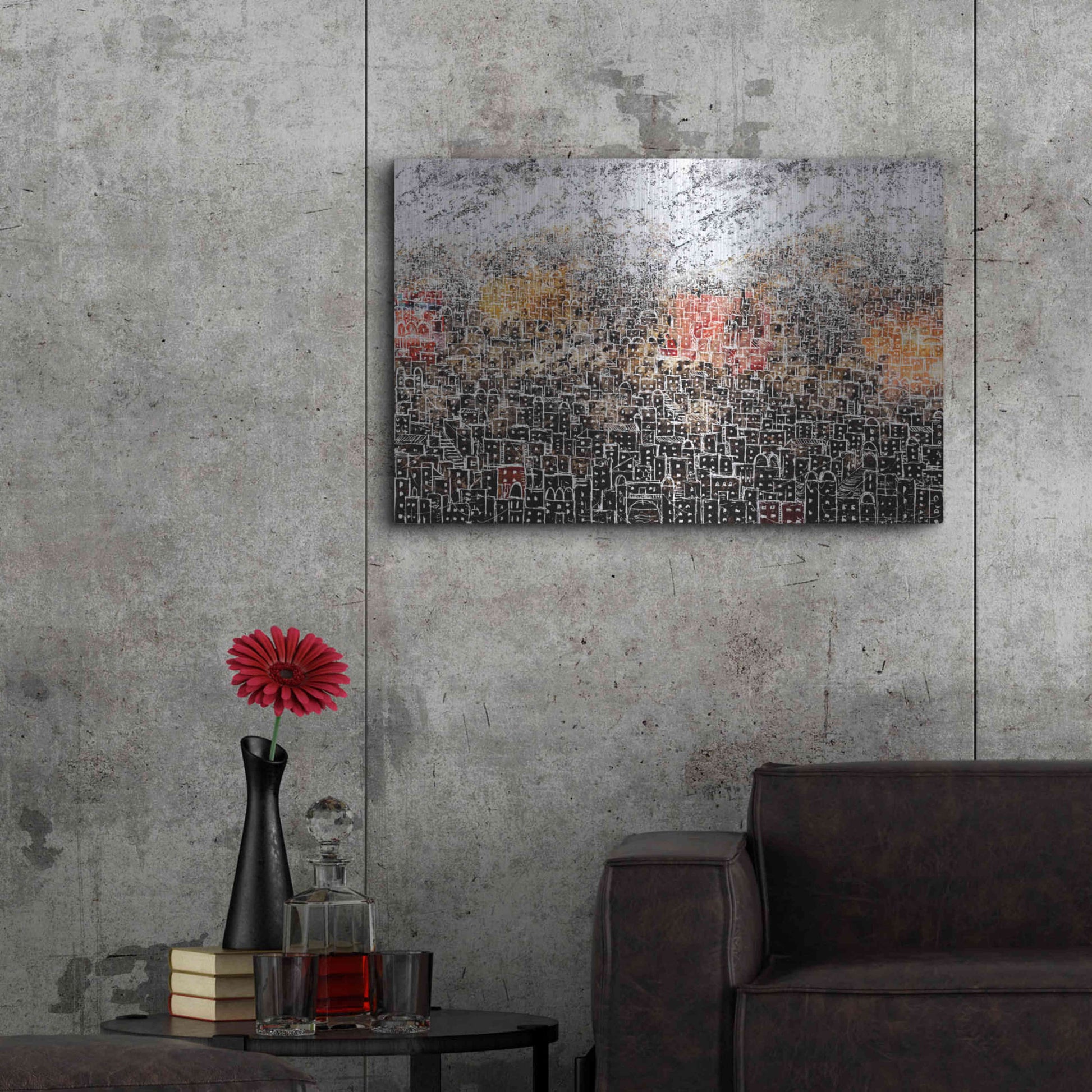 Luxe Metal Art 'WHITE CITY' by DB Waterman,36x24