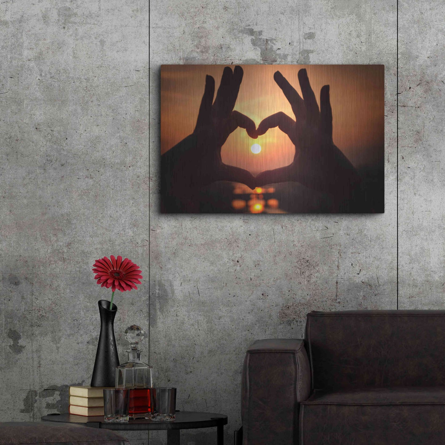 Luxe Metal Art 'Sunset Lovers' by Giuseppe Torre, Metal Wall Art,36x24