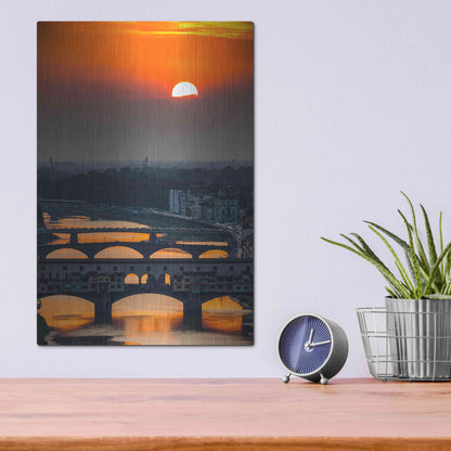Luxe Metal Art 'Crimson sky' by Giuseppe Torre, Metal Wall Art,12x16