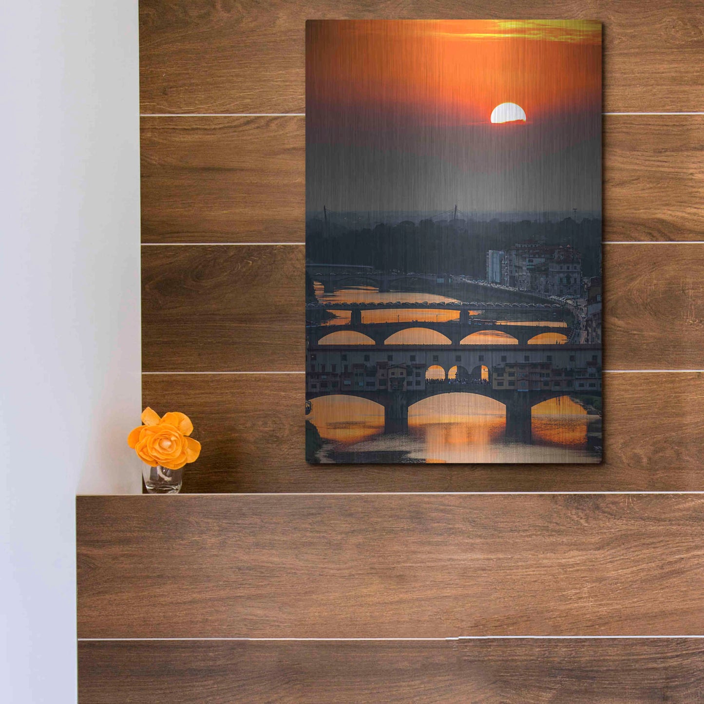 Luxe Metal Art 'Crimson sky' by Giuseppe Torre, Metal Wall Art,12x16