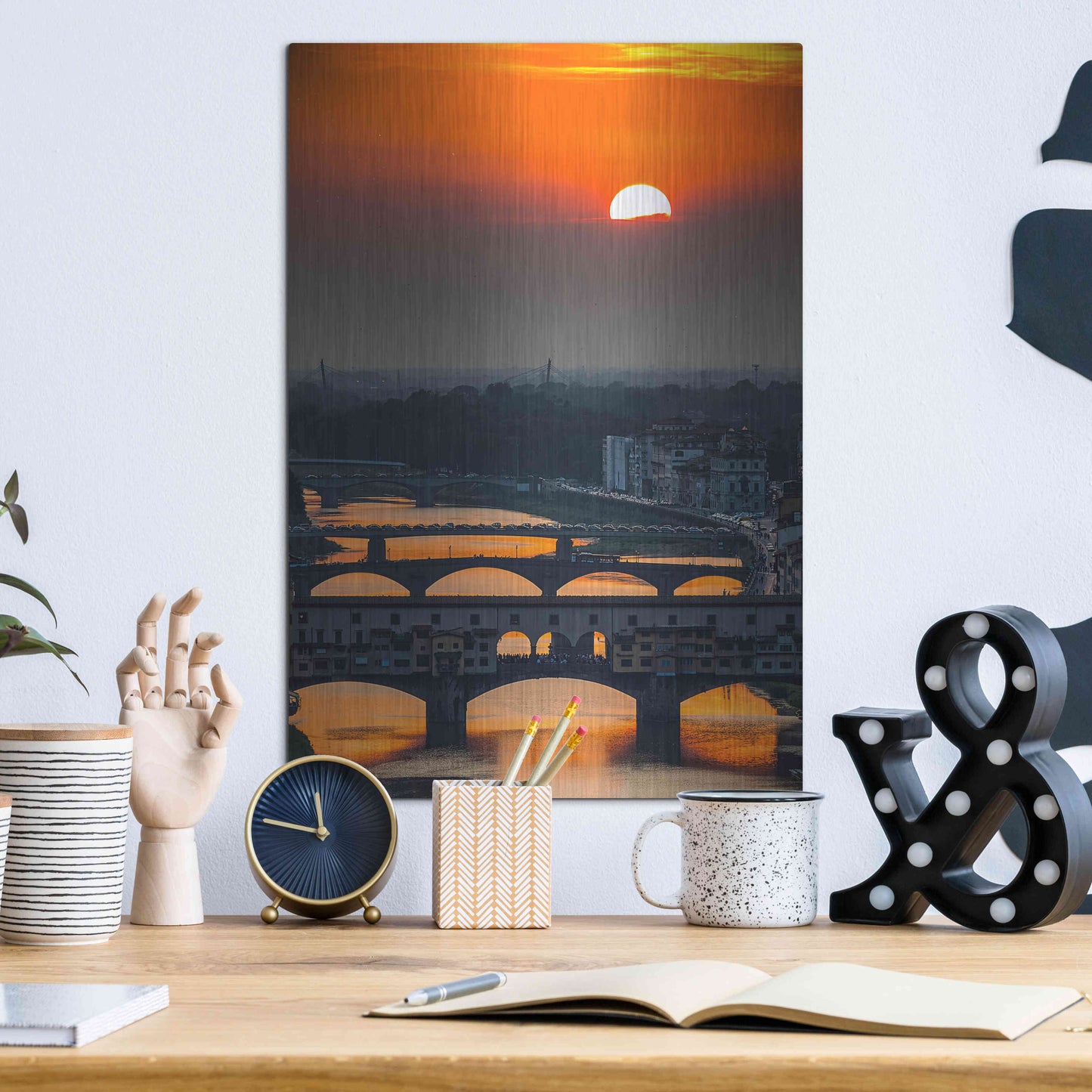 Luxe Metal Art 'Crimson sky' by Giuseppe Torre, Metal Wall Art,12x16