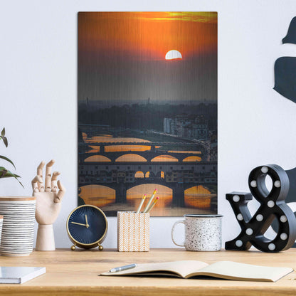 Luxe Metal Art 'Crimson sky' by Giuseppe Torre, Metal Wall Art,12x16