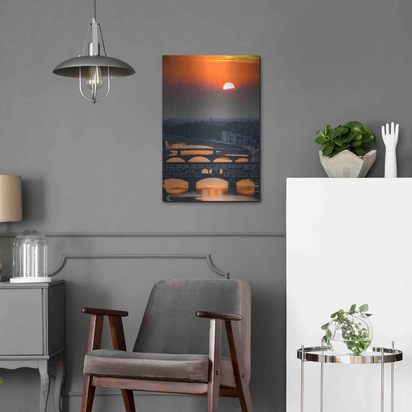 Luxe Metal Art 'Crimson sky' by Giuseppe Torre, Metal Wall Art,16x24