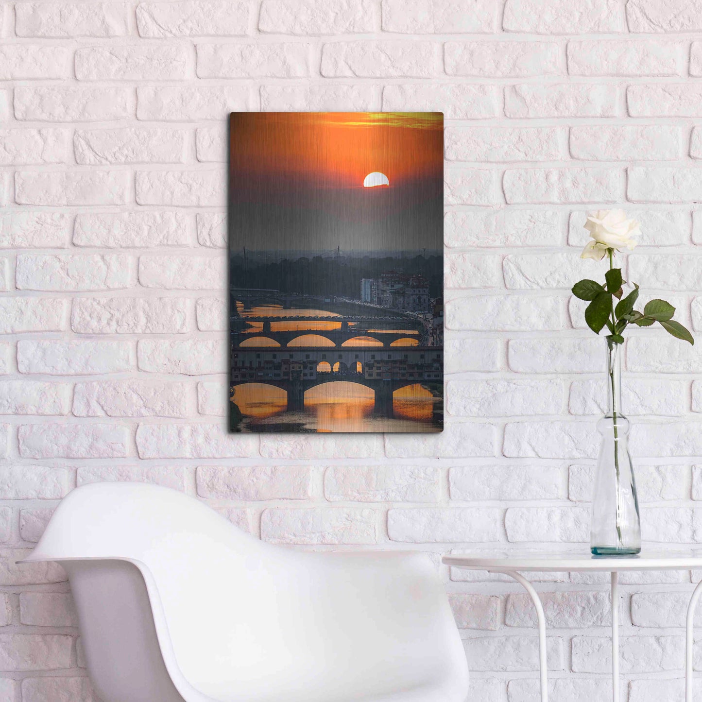 Luxe Metal Art 'Crimson sky' by Giuseppe Torre, Metal Wall Art,16x24
