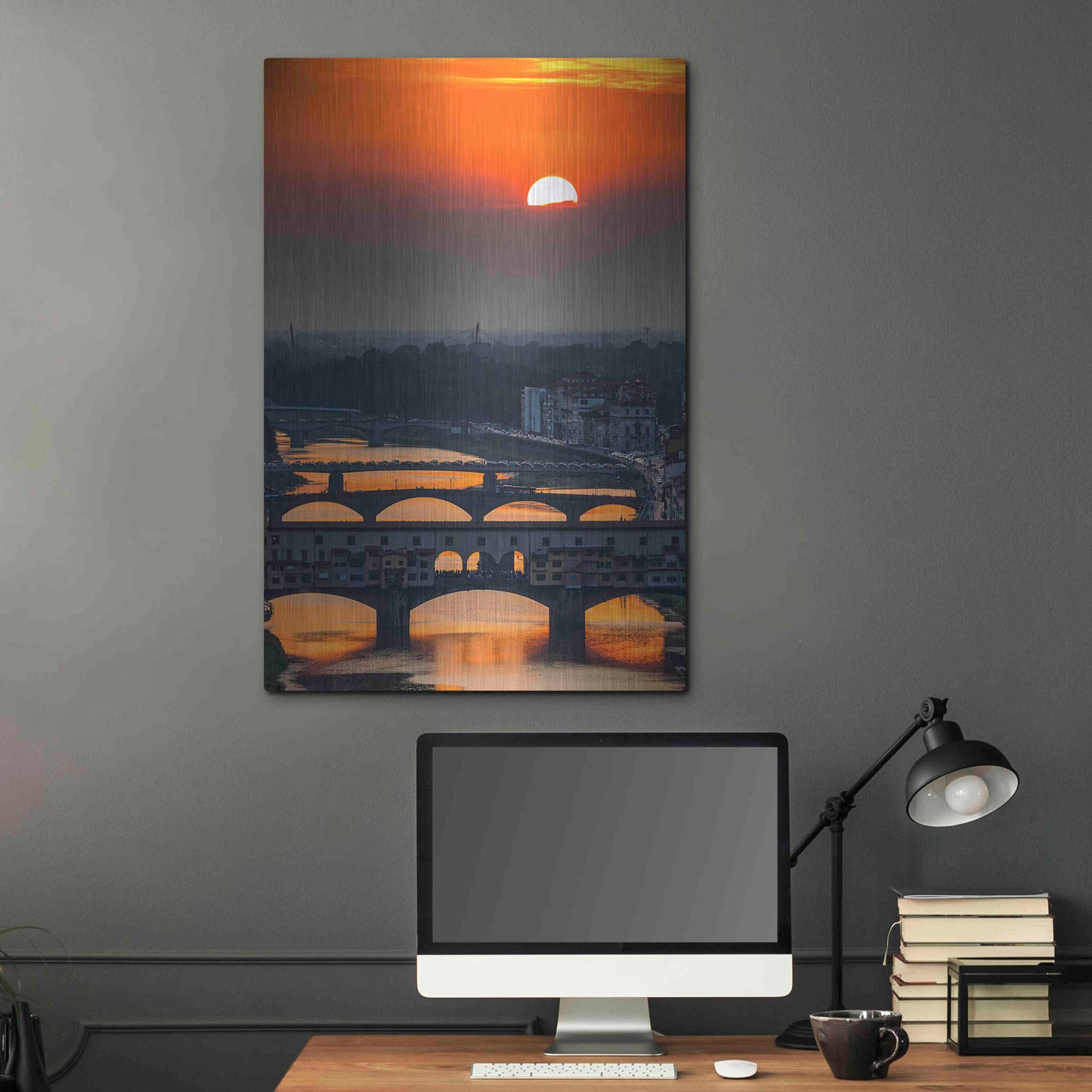 Luxe Metal Art 'Crimson sky' by Giuseppe Torre, Metal Wall Art,24x36