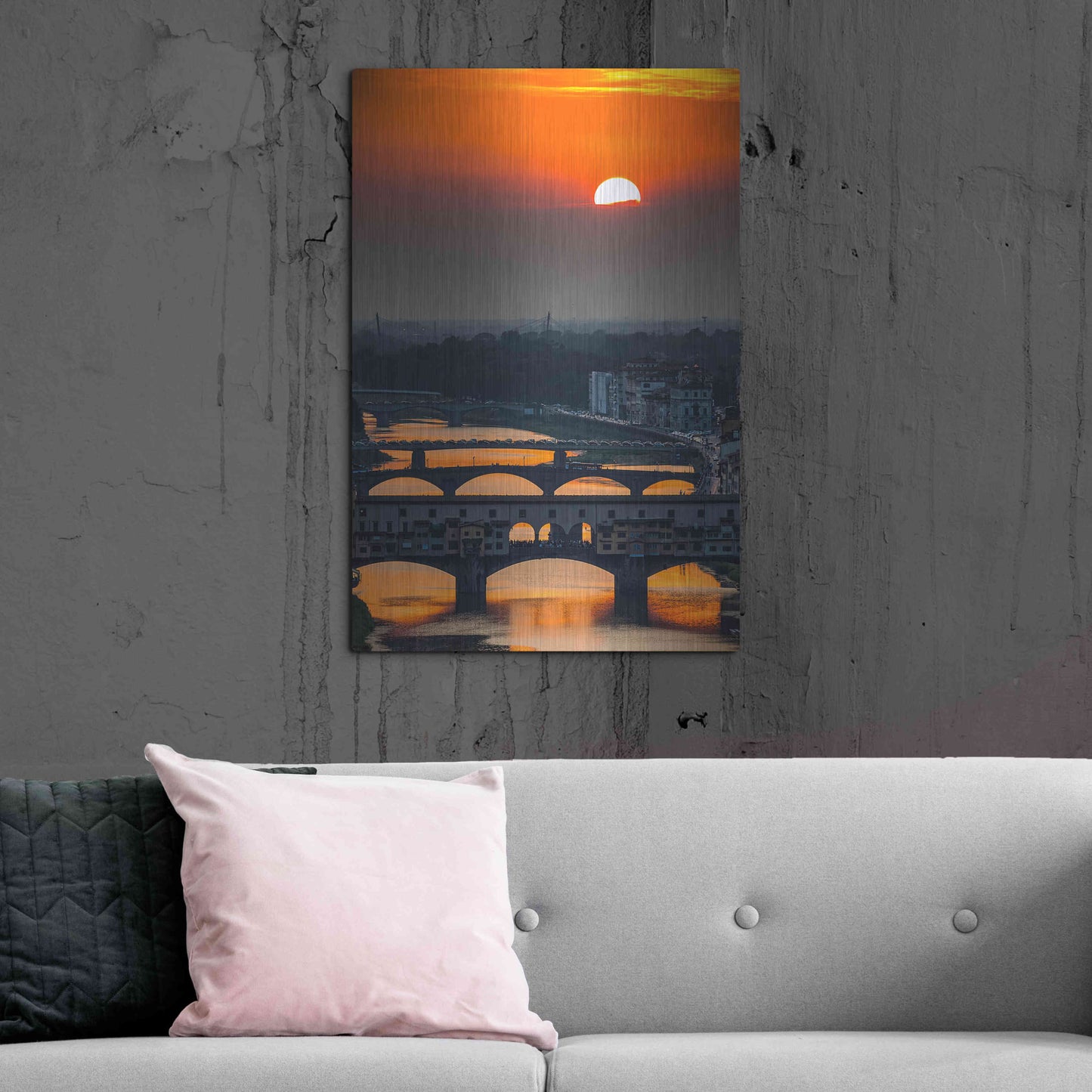 Luxe Metal Art 'Crimson sky' by Giuseppe Torre, Metal Wall Art,24x36