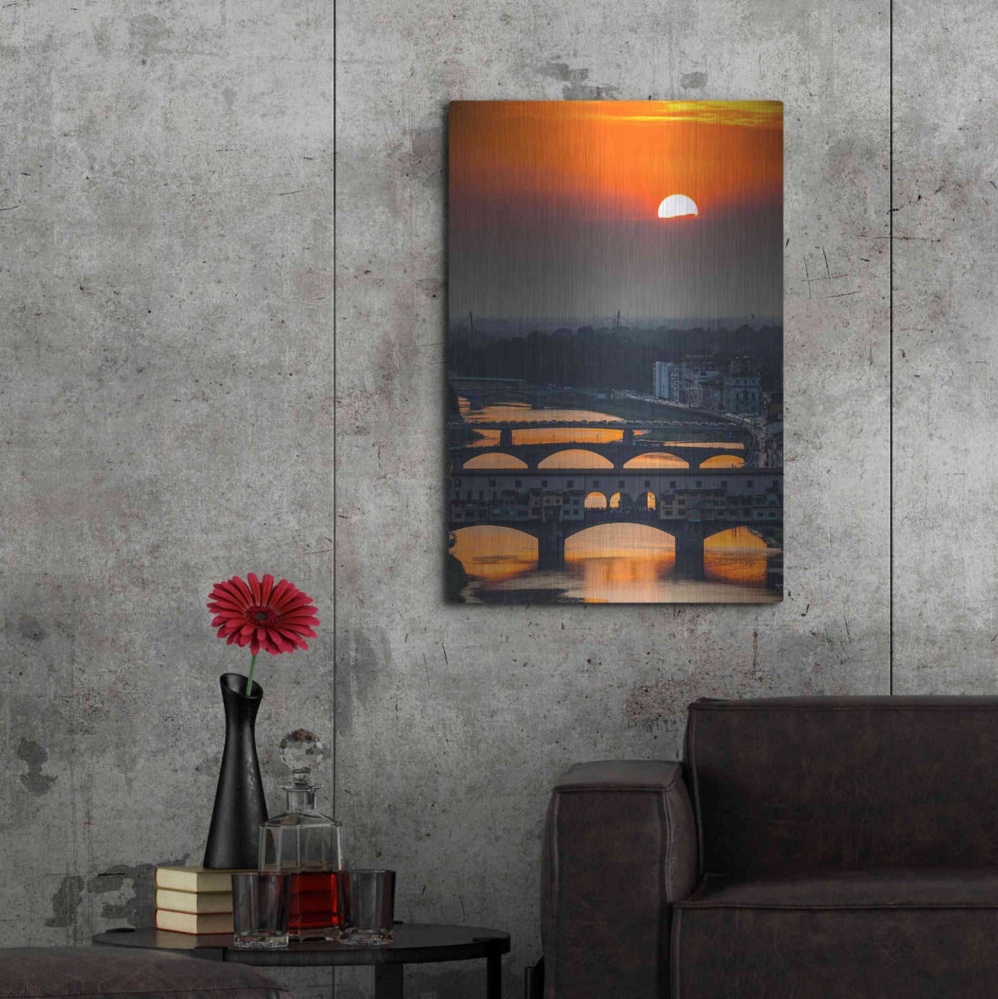 Luxe Metal Art 'Crimson sky' by Giuseppe Torre, Metal Wall Art,24x36