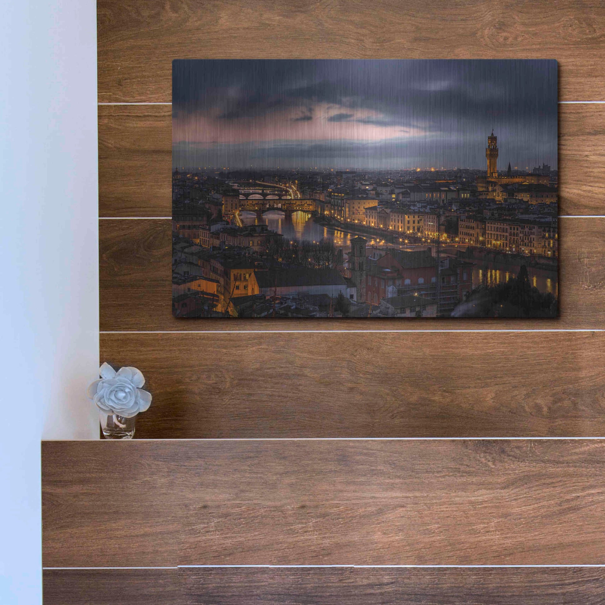 Luxe Metal Art 'The Old River' by Giuseppe Torre, Metal Wall Art,16x12