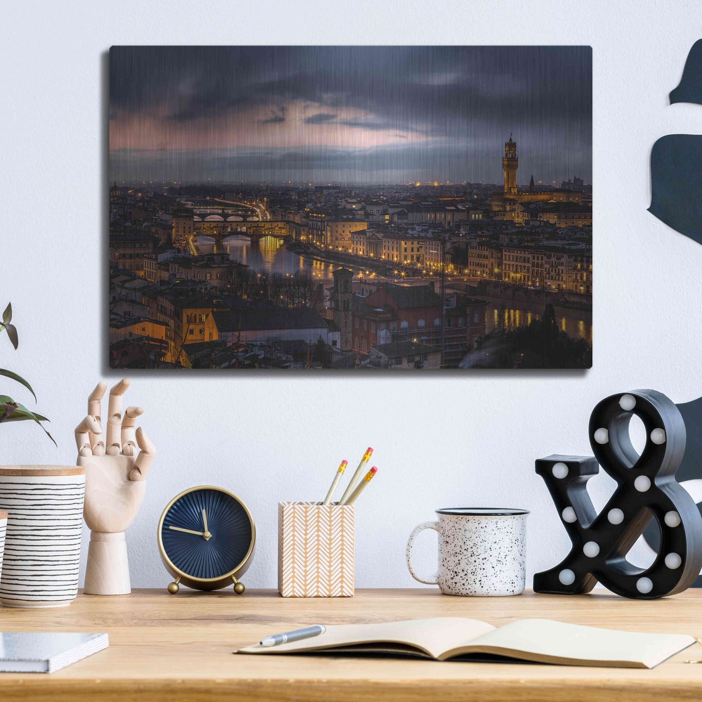 Luxe Metal Art 'The Old River' by Giuseppe Torre, Metal Wall Art,16x12