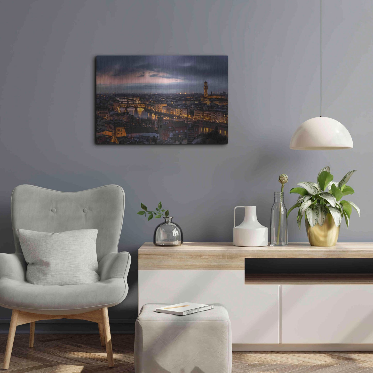Luxe Metal Art 'The Old River' by Giuseppe Torre, Metal Wall Art,24x16