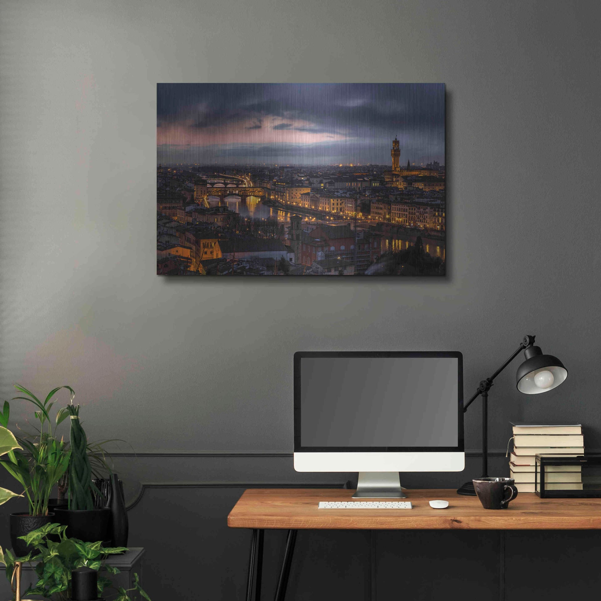 Luxe Metal Art 'The Old River' by Giuseppe Torre, Metal Wall Art,36x24