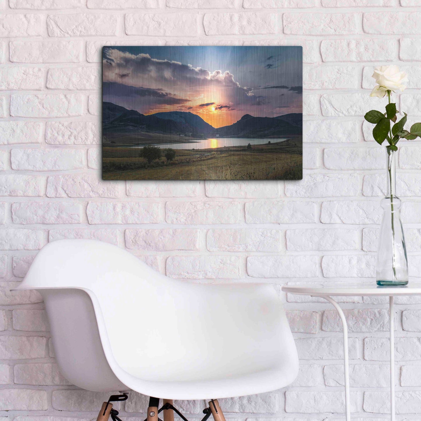 Luxe Metal Art 'Sunrays' by Giuseppe Torre, Metal Wall Art,24x16