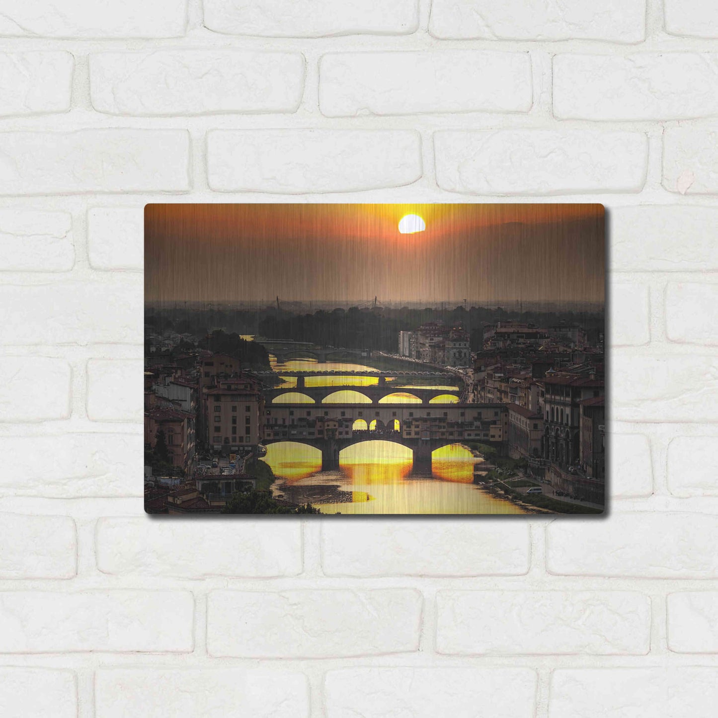 Luxe Metal Art 'Sunset in Florence' by Giuseppe Torre, Metal Wall Art,16x12