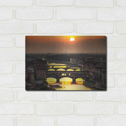Luxe Metal Art 'Sunset in Florence' by Giuseppe Torre, Metal Wall Art,16x12