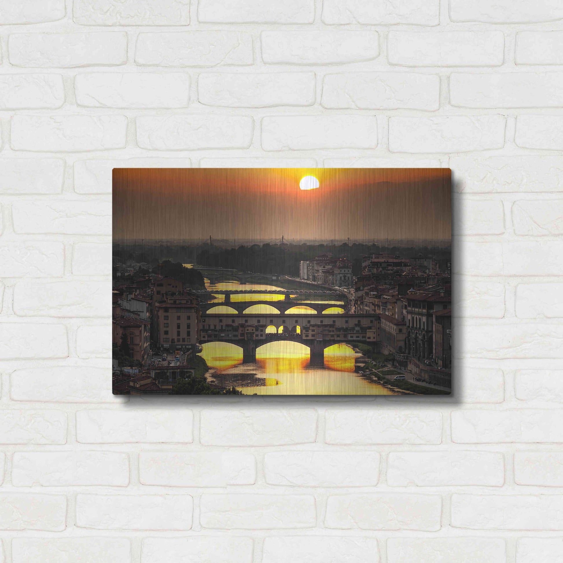 Luxe Metal Art 'Sunset in Florence' by Giuseppe Torre, Metal Wall Art,24x16