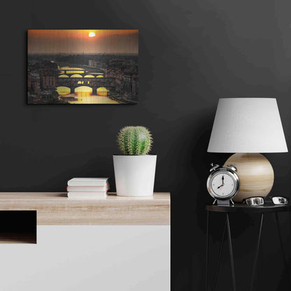 Luxe Metal Art 'Sunset in Florence' by Giuseppe Torre, Metal Wall Art,24x16