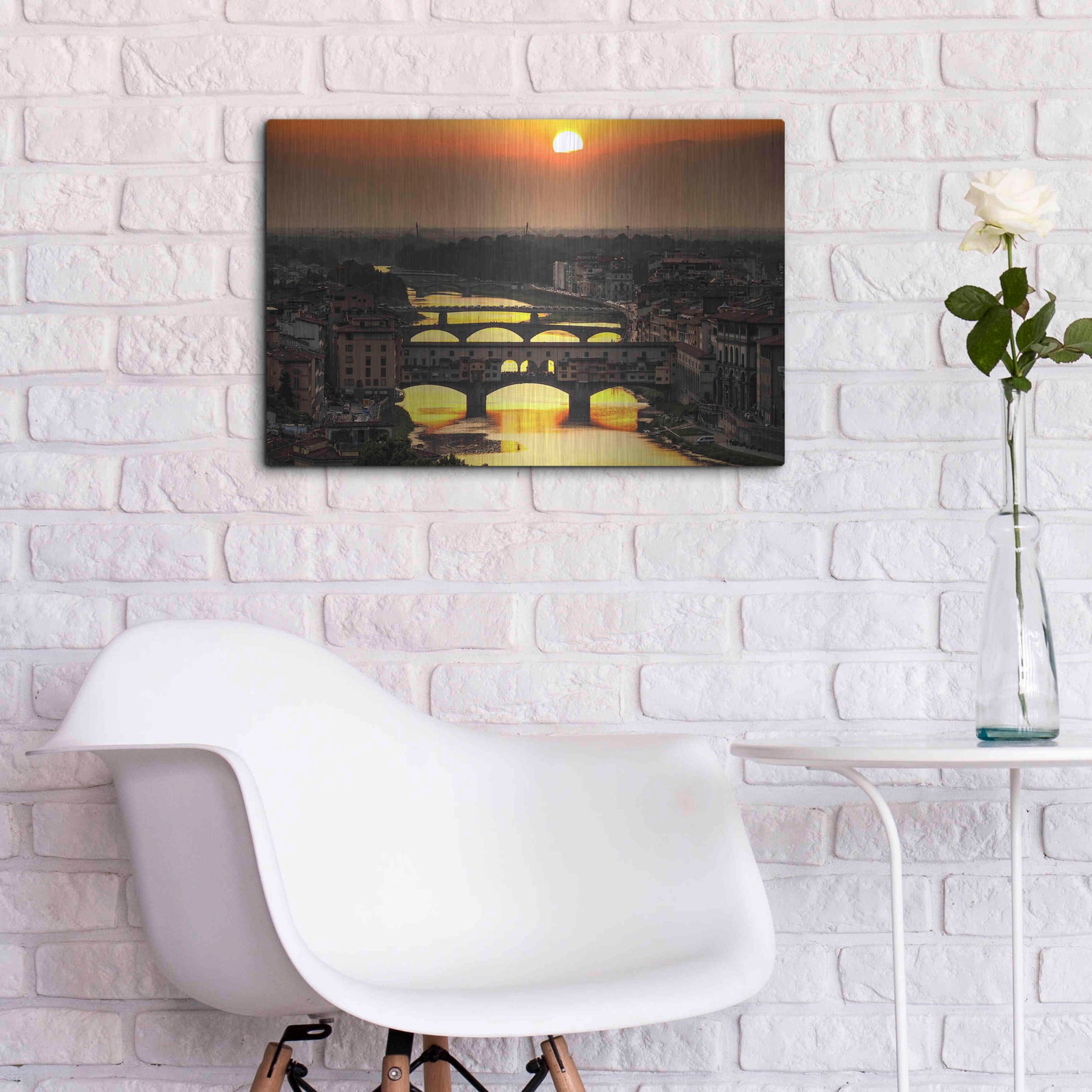Luxe Metal Art 'Sunset in Florence' by Giuseppe Torre, Metal Wall Art,24x16