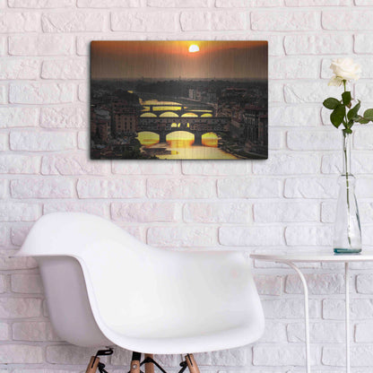 Luxe Metal Art 'Sunset in Florence' by Giuseppe Torre, Metal Wall Art,24x16