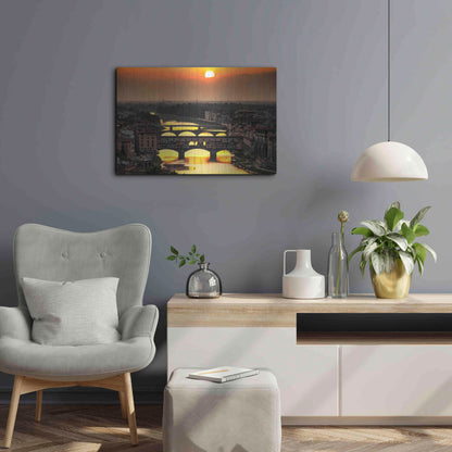 Luxe Metal Art 'Sunset in Florence' by Giuseppe Torre, Metal Wall Art,24x16