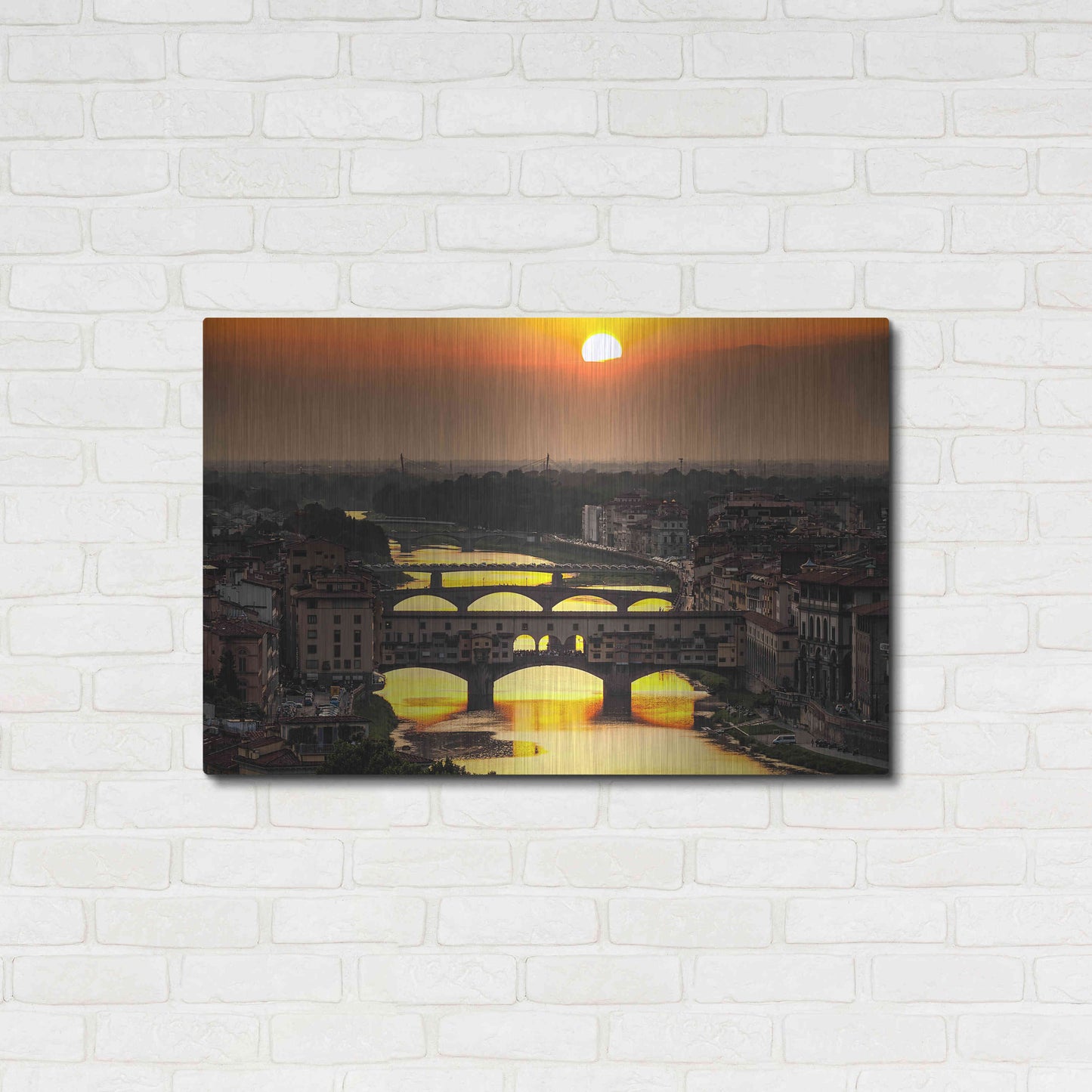 Luxe Metal Art 'Sunset in Florence' by Giuseppe Torre, Metal Wall Art,36x24