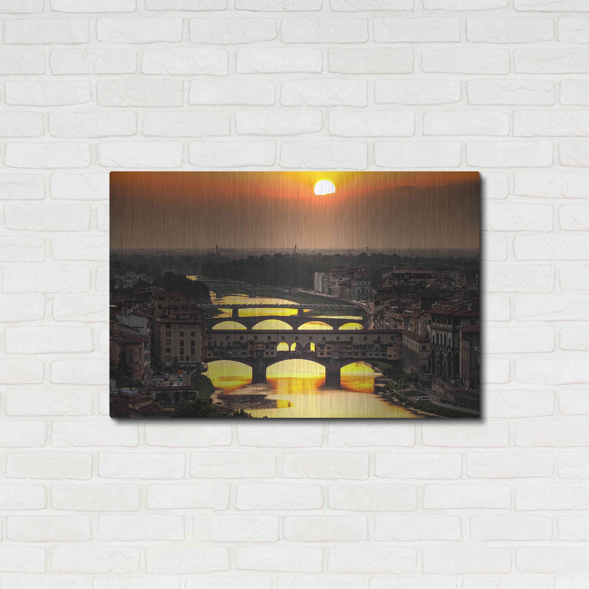 Luxe Metal Art 'Sunset in Florence' by Giuseppe Torre, Metal Wall Art,36x24