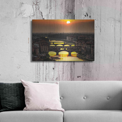 Luxe Metal Art 'Sunset in Florence' by Giuseppe Torre, Metal Wall Art,36x24