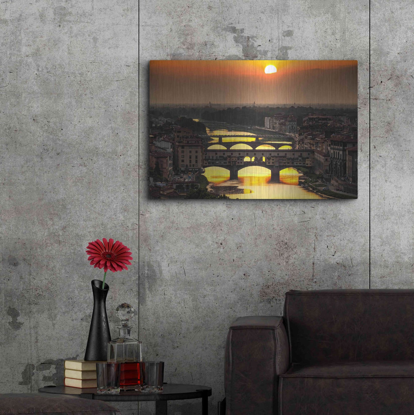 Luxe Metal Art 'Sunset in Florence' by Giuseppe Torre, Metal Wall Art,36x24
