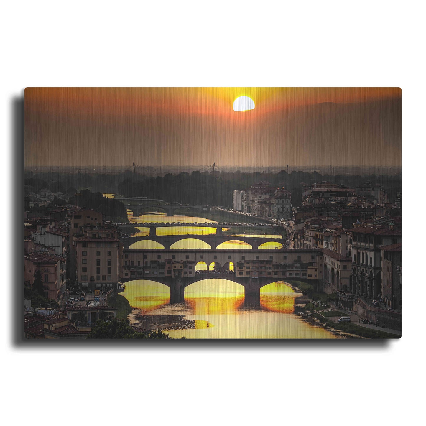 Luxe Metal Art 'Sunset in Florence' by Giuseppe Torre, Metal Wall Art