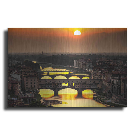 Luxe Metal Art 'Sunset in Florence' by Giuseppe Torre, Metal Wall Art