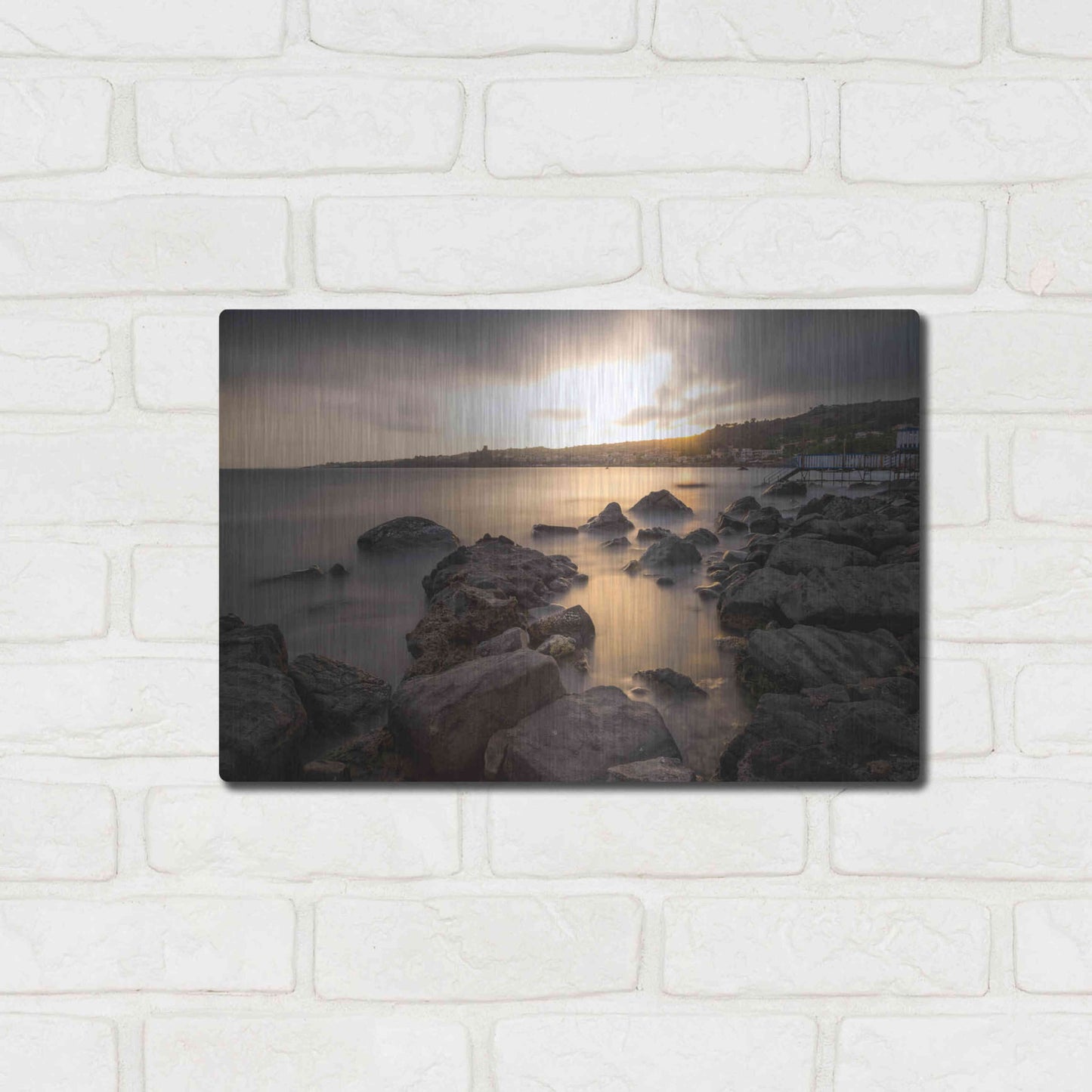 Luxe Metal Art 'Golden Sunset' by Giuseppe Torre, Metal Wall Art,16x12