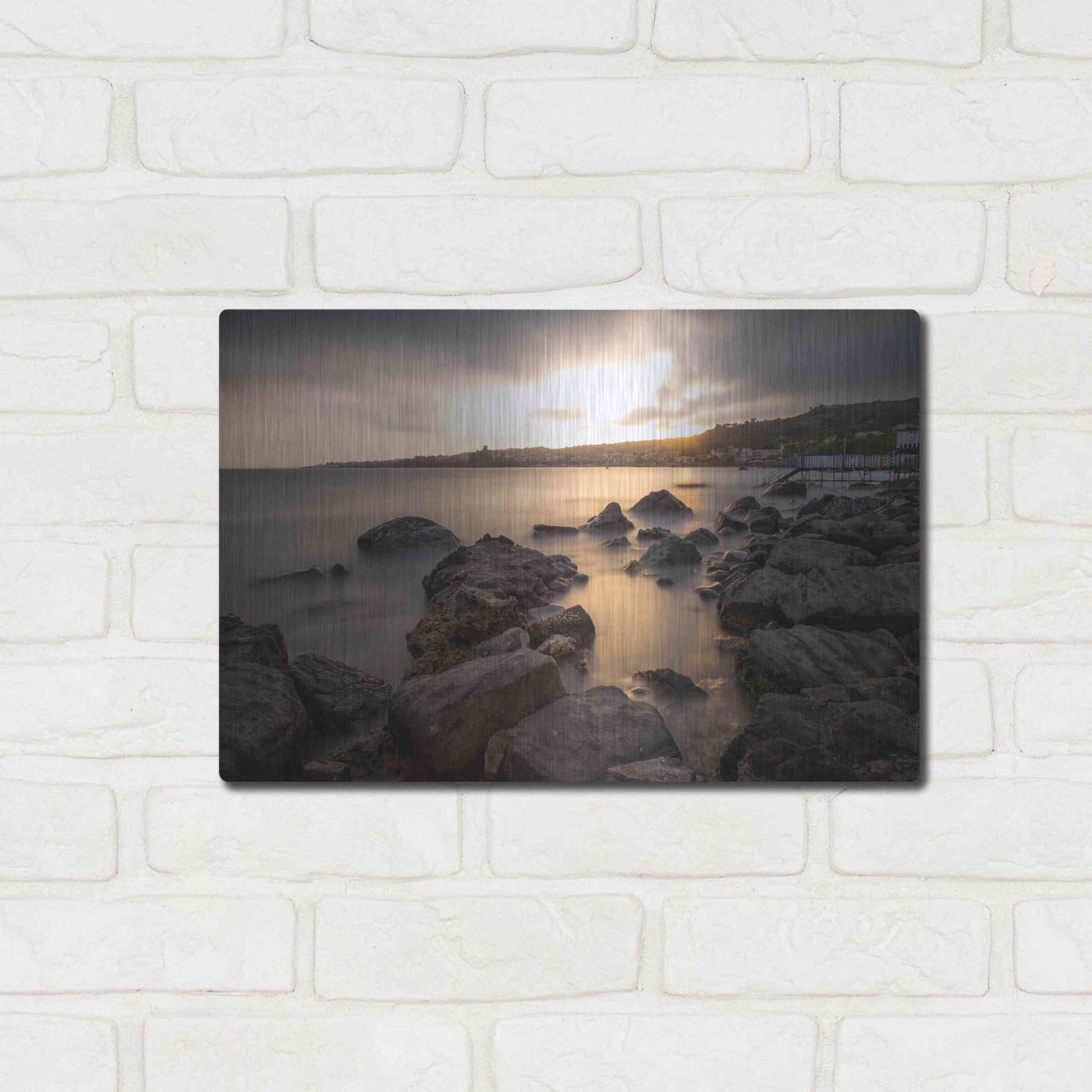 Luxe Metal Art 'Golden Sunset' by Giuseppe Torre, Metal Wall Art,16x12