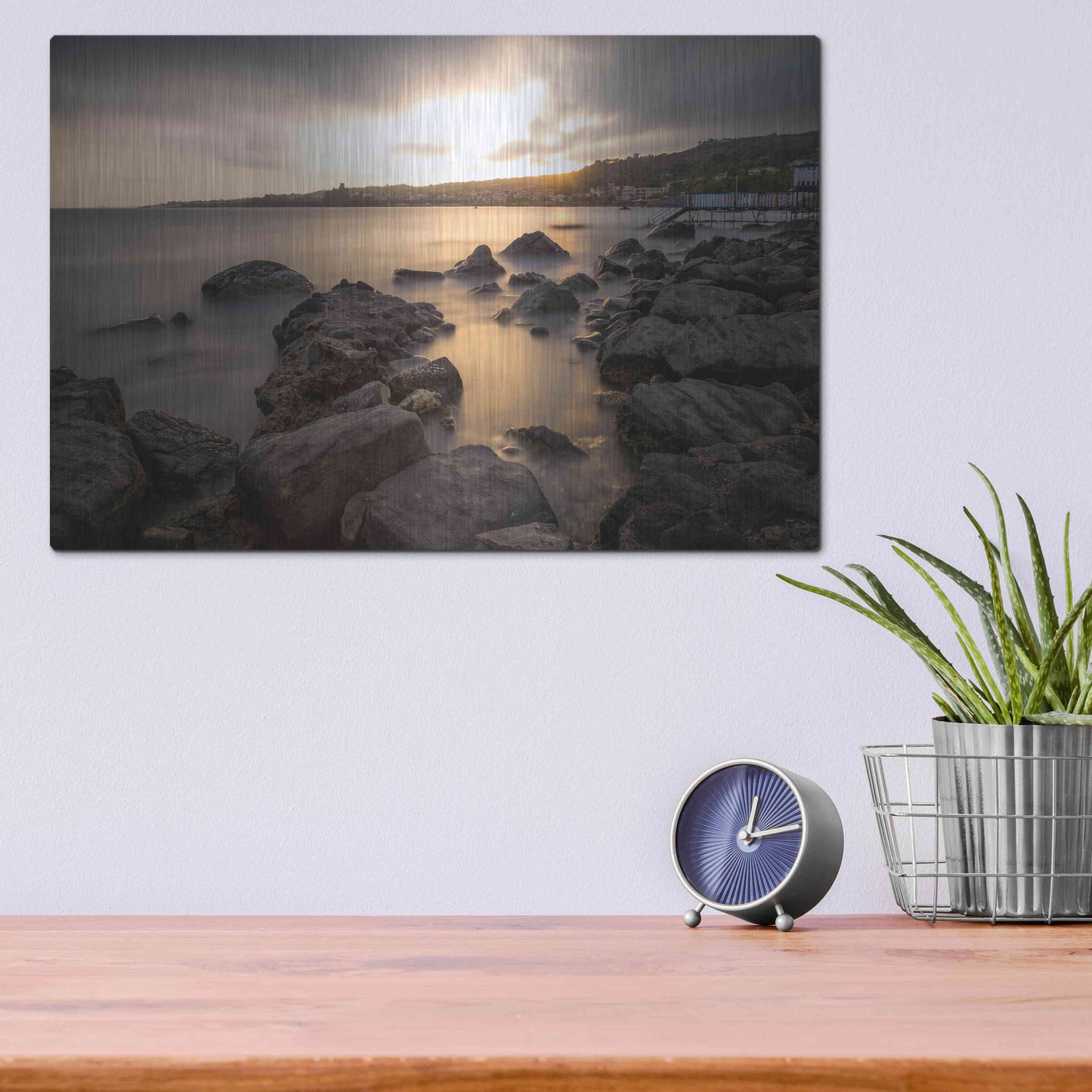 Luxe Metal Art 'Golden Sunset' by Giuseppe Torre, Metal Wall Art,16x12