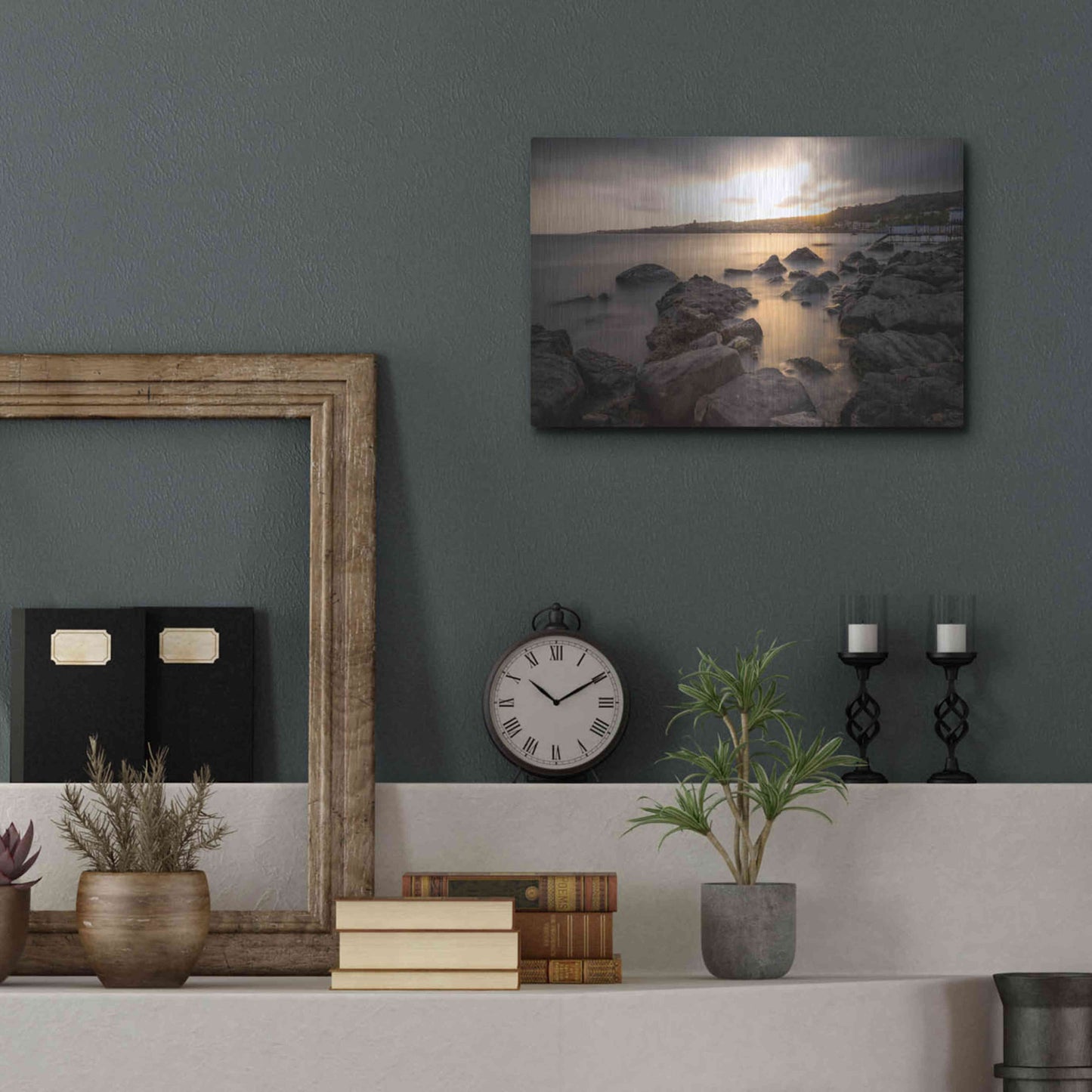 Luxe Metal Art 'Golden Sunset' by Giuseppe Torre, Metal Wall Art,16x12