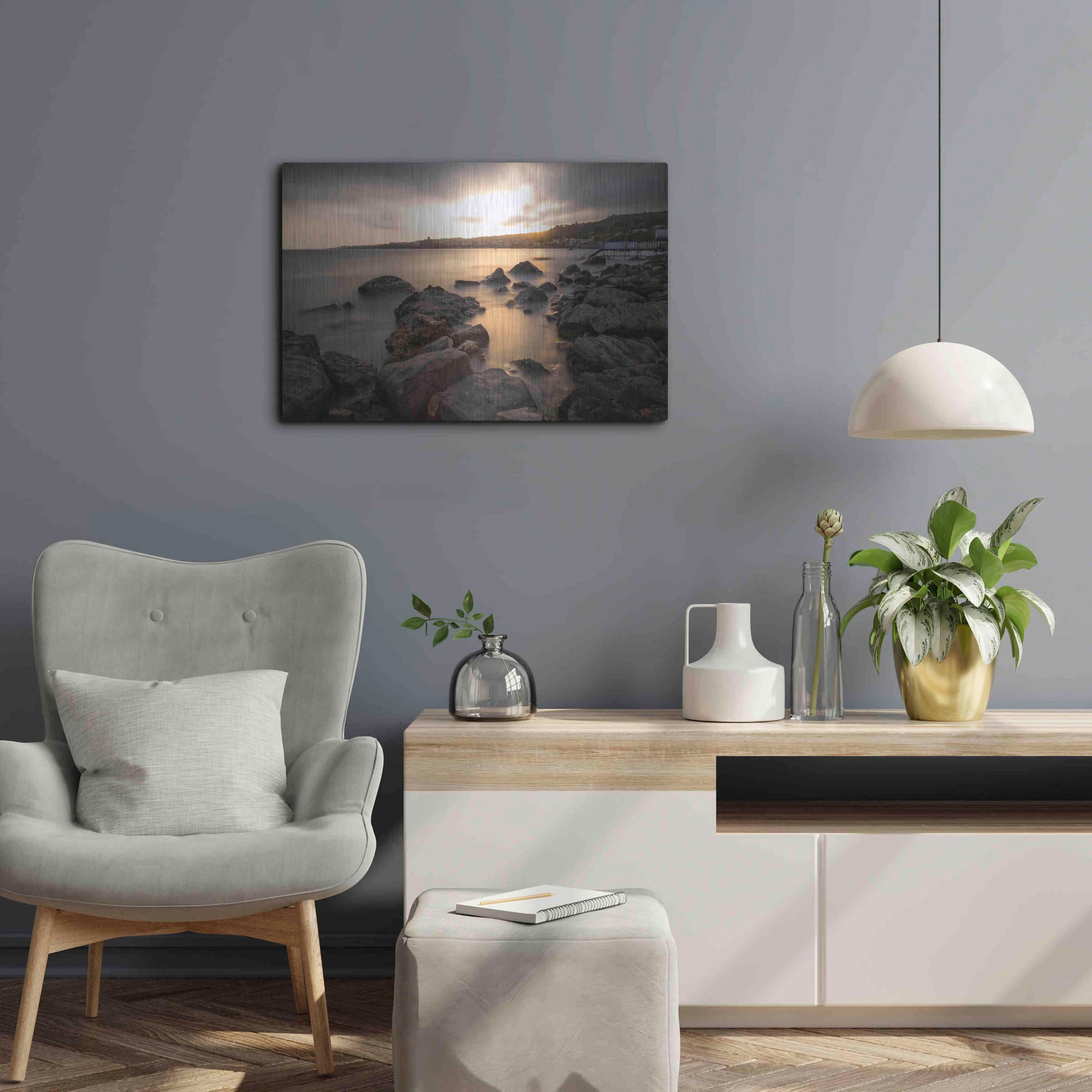 Luxe Metal Art 'Golden Sunset' by Giuseppe Torre, Metal Wall Art,24x16