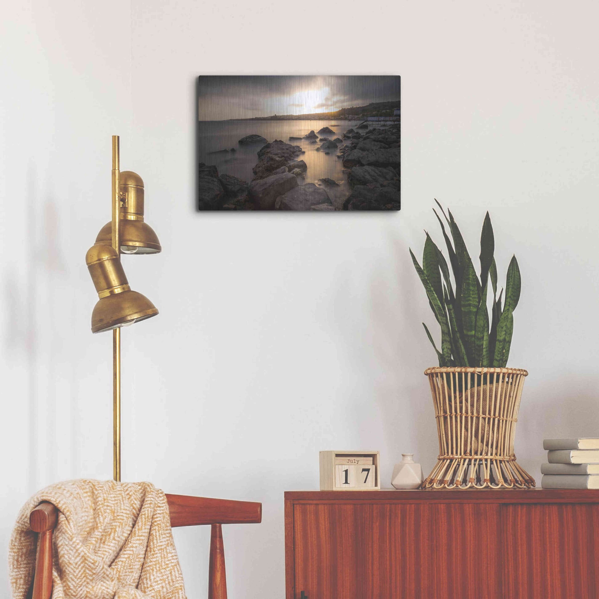 Luxe Metal Art 'Golden Sunset' by Giuseppe Torre, Metal Wall Art,24x16