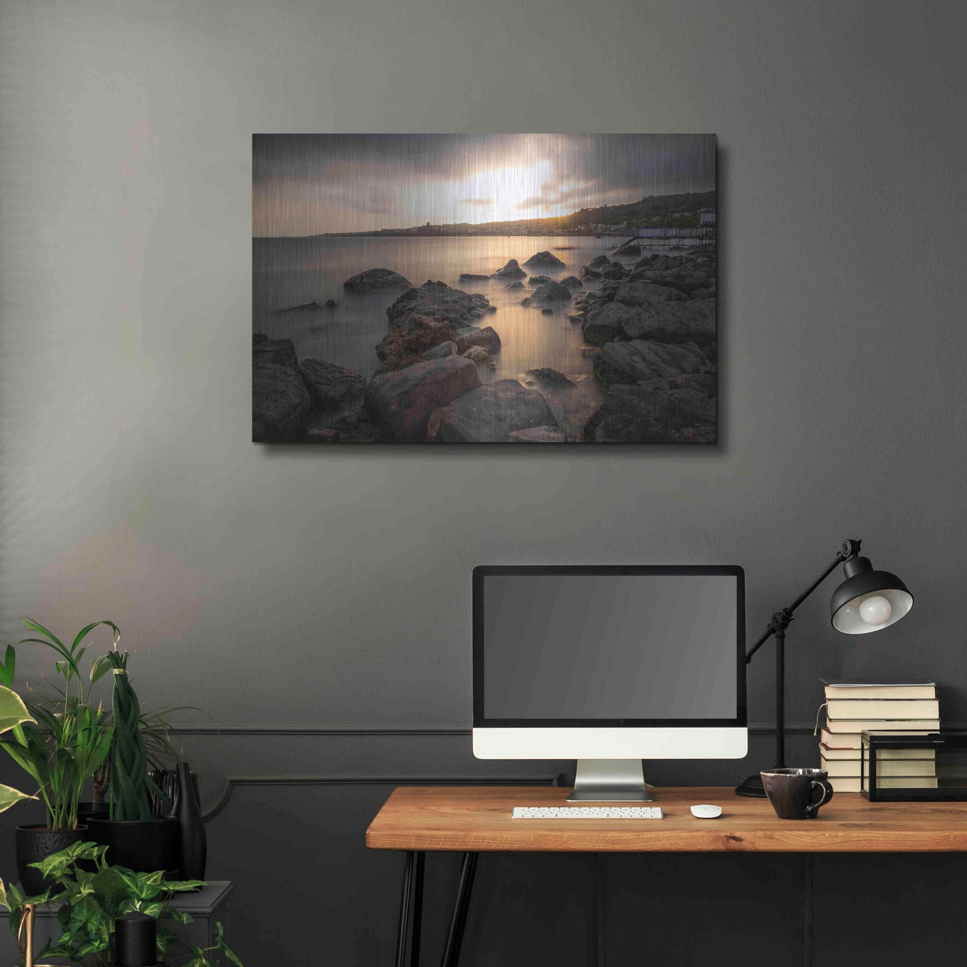 Luxe Metal Art 'Golden Sunset' by Giuseppe Torre, Metal Wall Art,36x24