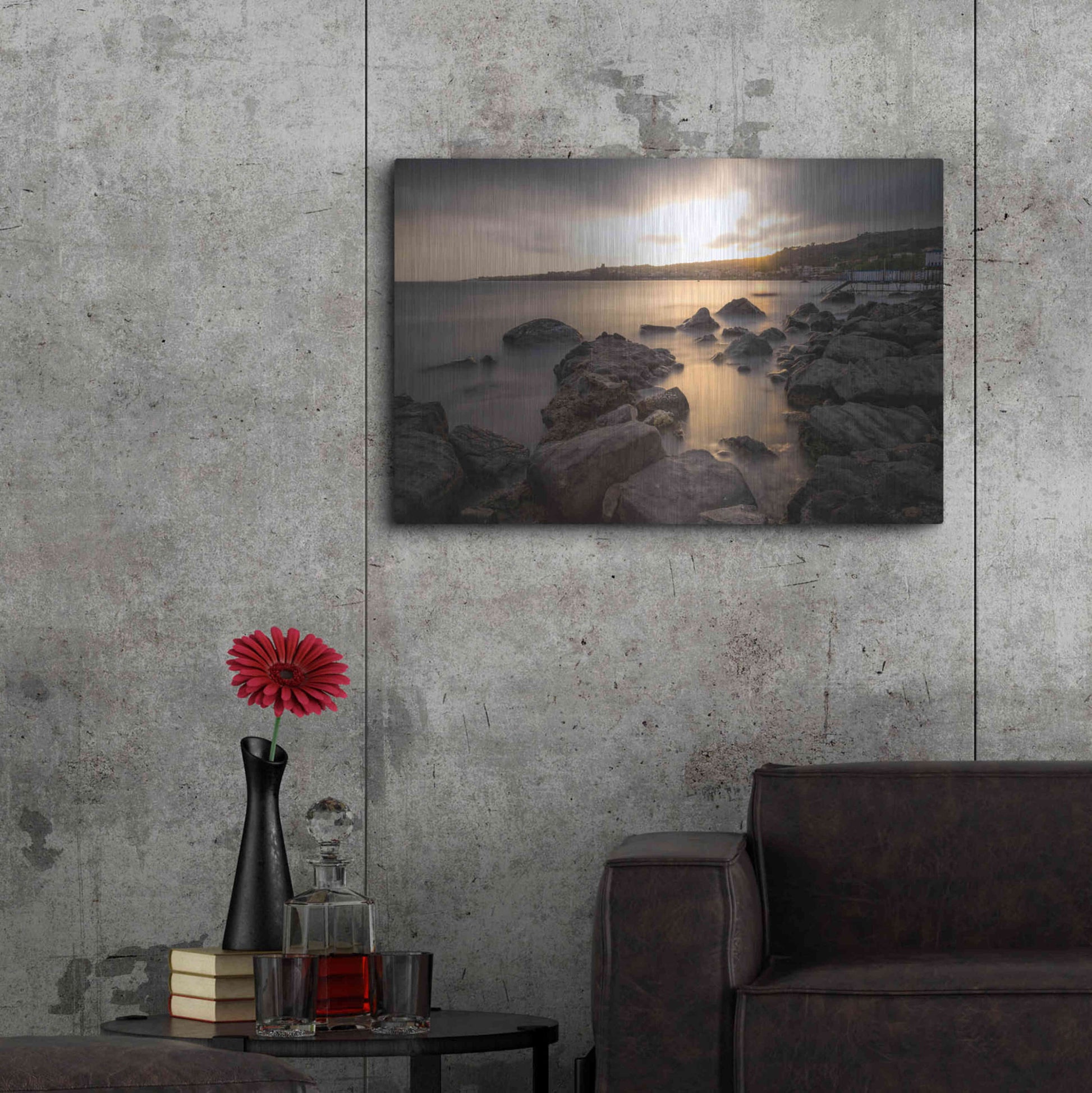 Luxe Metal Art 'Golden Sunset' by Giuseppe Torre, Metal Wall Art,36x24