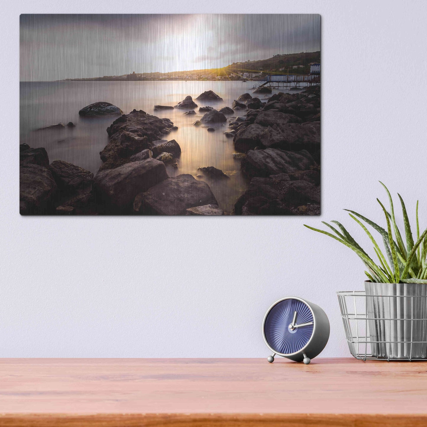 Luxe Metal Art 'The Golden Light' by Giuseppe Torre, Metal Wall Art,16x12