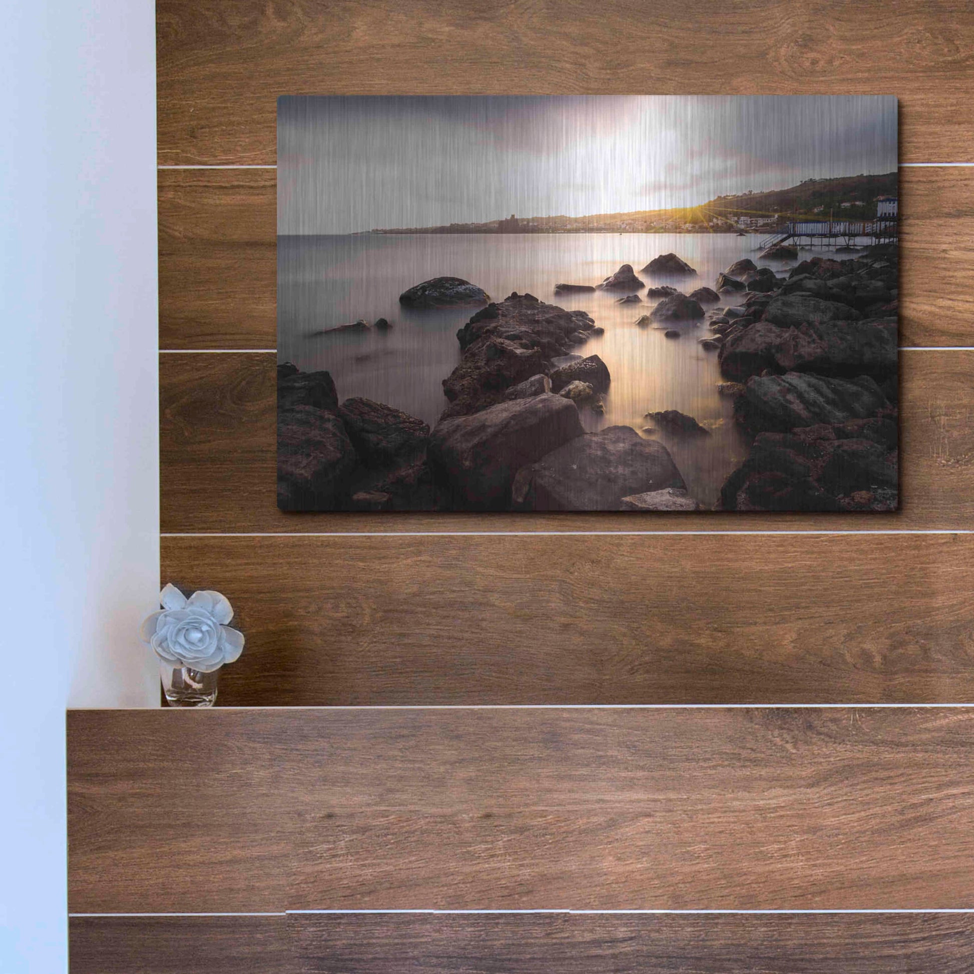 Luxe Metal Art 'The Golden Light' by Giuseppe Torre, Metal Wall Art,16x12