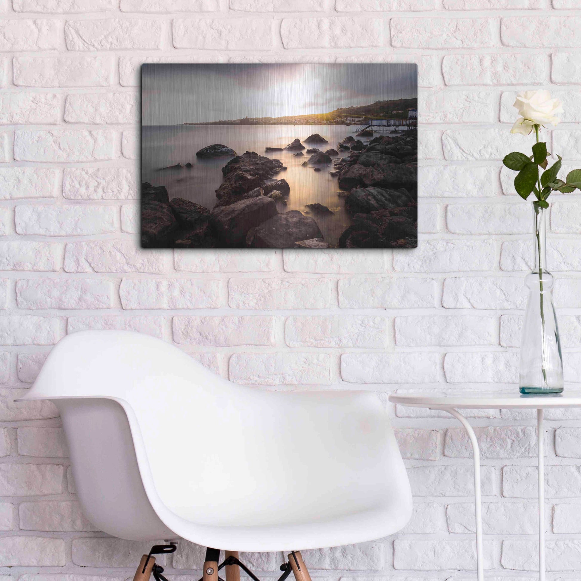 Luxe Metal Art 'The Golden Light' by Giuseppe Torre, Metal Wall Art,24x16